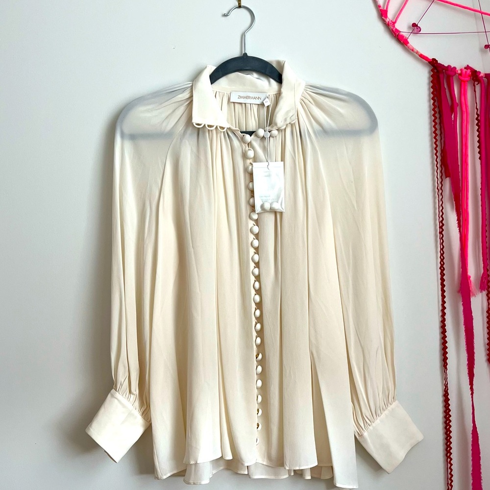 Zimmerman silk smock blouse ivory